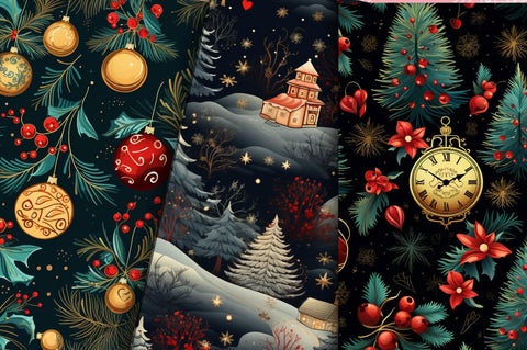 Traditional Christmas Seamless Patterns Sublimation Regulrcrative 