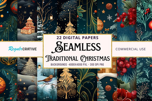 Traditional Christmas Seamless Patterns Sublimation Regulrcrative 