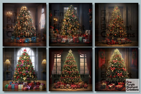 Traditional Christmas Tree | Holiday Background Digital Pattern Fine Purple Elephant Creations 