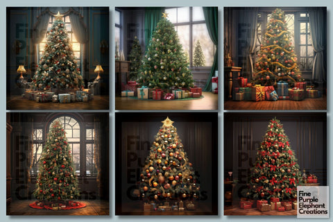 Traditional Christmas Tree | Holiday Background Digital Pattern Fine Purple Elephant Creations 