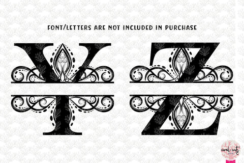 Traditional Split Monogram - Alphabets A to Z - EPS SVG DXF JPG PNG SVG CoralCutsSVG 