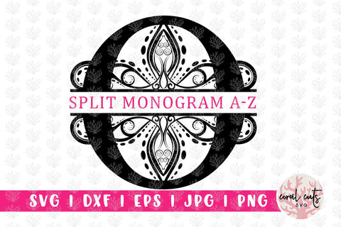 Traditional Split Monogram - Alphabets A to Z - EPS SVG DXF JPG PNG SVG CoralCutsSVG 