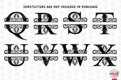 Traditional Split Monogram - Alphabets A to Z - EPS SVG DXF JPG PNG SVG CoralCutsSVG 