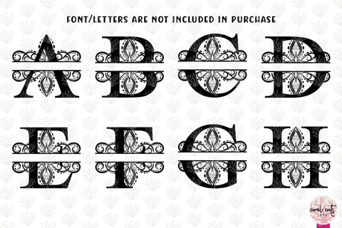 Traditional Split Monogram - Alphabets A to Z - EPS SVG DXF JPG PNG SVG CoralCutsSVG 