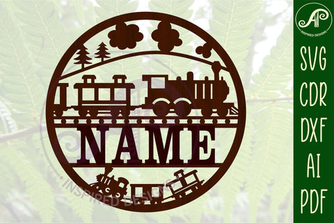 Train name sign svg laser cut template SVG APInspireddesigns 