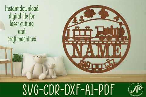 Train name sign svg laser cut template SVG APInspireddesigns 