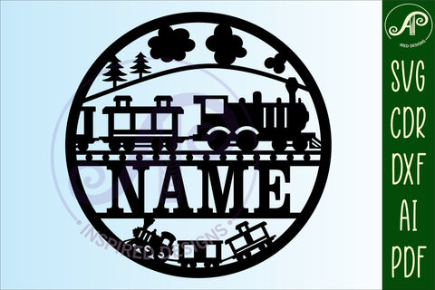 Train name sign svg laser cut template SVG APInspireddesigns 