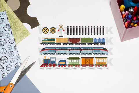 Train Set Clip Art, Trains Graphic Bundle SVG Digital Good Things 