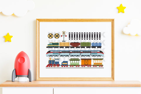 Train Set Clip Art, Trains Graphic Bundle SVG Digital Good Things 