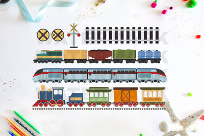 Train Set Clip Art, Trains Graphic Bundle SVG Digital Good Things 