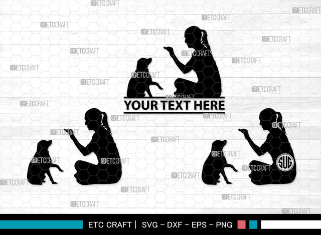 Training A Dog Monogram, Training A Dog Silhouette, Training A Dog SVG, Dog Svg, Jumping Dog Svg, SB00412 SVG ETC Craft 