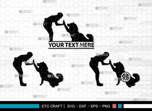 Training A Dog Monogram, Training A Dog Silhouette, Training A Dog SVG, Dog Svg, Jumping Dog Svg, SB00412 SVG ETC Craft 