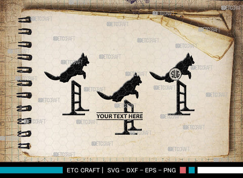 Training A Dog Monogram, Training A Dog Silhouette, Training A Dog SVG, Dog Svg, Jumping Dog Svg, SB00412 SVG ETC Craft 
