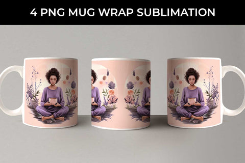 Tranquil Aura - Mindful Yoga Mug Wrap Sublimation Bundle - So Fontsy