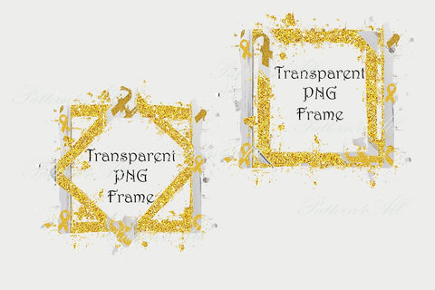 Transparent Frame Png,Childhood Cancer,Gold Ribbon PNG,Childhood Cancer Awareness, Gold Glitter, Childhood Cancer,Sublimation element design 3D Paper ArtStudio 