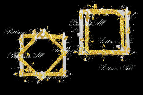 Transparent Frame Png,Childhood Cancer,Gold Ribbon PNG,Childhood Cancer Awareness, Gold Glitter, Childhood Cancer,Sublimation element design 3D Paper ArtStudio 