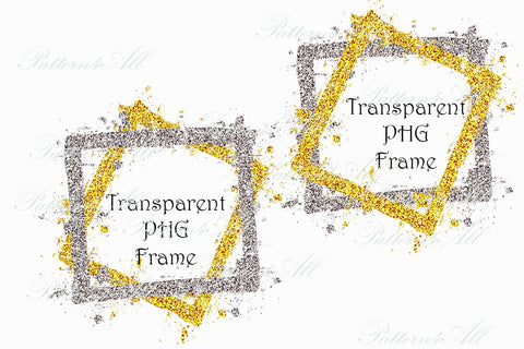 Transparent Glitter Frame,Distressed sublimation Design, background, backsplash, Silver and Gold Frame, PNG Graphic Clipart Digital Download 3D Paper ArtStudio 