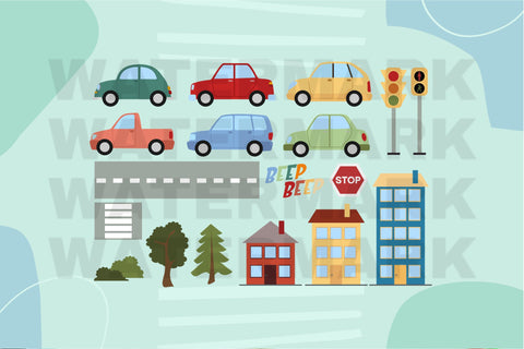 Transportation Clip Arts Set, City Traffic Bundle SVG Digital Good Things 