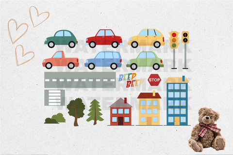 Transportation Clip Arts Set, City Traffic Bundle SVG Digital Good Things 