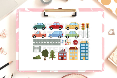 Transportation Clip Arts Set, City Traffic Bundle SVG Digital Good Things 