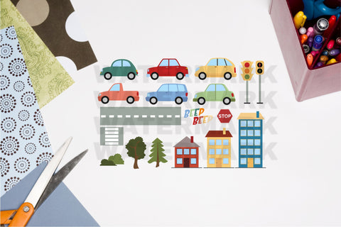 Transportation Clip Arts Set, City Traffic Bundle SVG Digital Good Things 