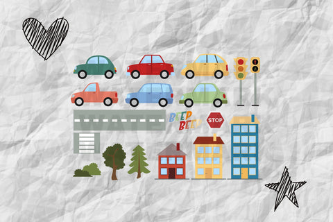 Transportation Clip Arts Set, City Traffic Bundle SVG Digital Good Things 