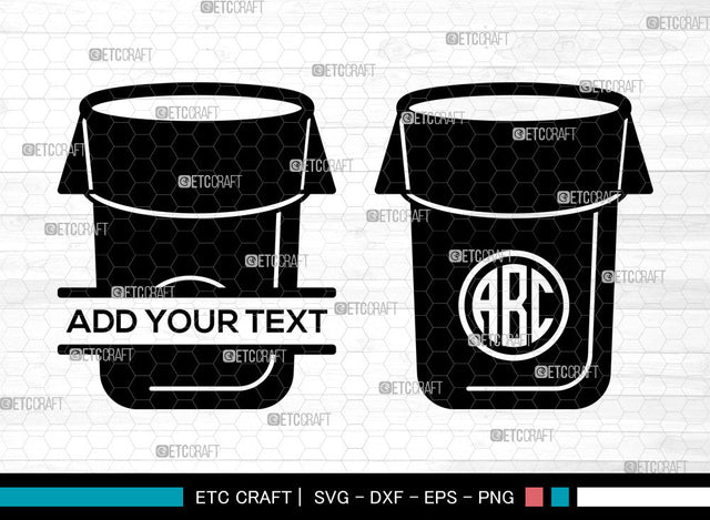 Trash Bin Monogram SVG, Trash Bin SVG, Split Monogram Svg, Trash Svg, Garbage Svg, Rubbish Bin Svg, Trash Bin SVG ETC Craft 