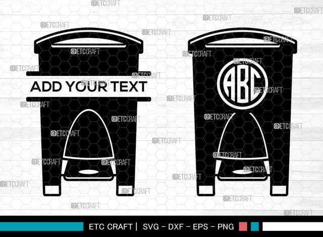 Trash Bin Monogram SVG, Trash Bin SVG, Split Monogram Svg, Trash Svg, Garbage Svg, Rubbish Bin Svg, Trash Bin SVG ETC Craft 