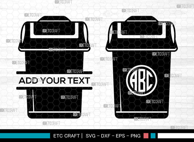 Trash Bin Monogram SVG, Trash Bin SVG, Split Monogram Svg, Trash Svg, Garbage Svg, Rubbish Bin Svg, Trash Bin SVG ETC Craft 