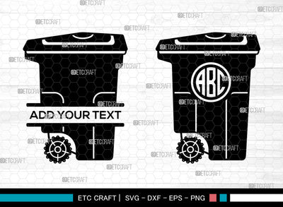 Trash Bin Monogram SVG, Trash Bin SVG, Split Monogram Svg, Trash Svg, Garbage Svg, Rubbish Bin Svg, Trash Bin SVG ETC Craft 