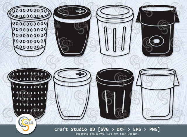 Trash Bin Silhouette, Garbage Svg, Trash Bin SVG, Garbage Can Svg, Trash Svg, Trash Can Svg, Trash Bin Bundle SVG ETC Craft 