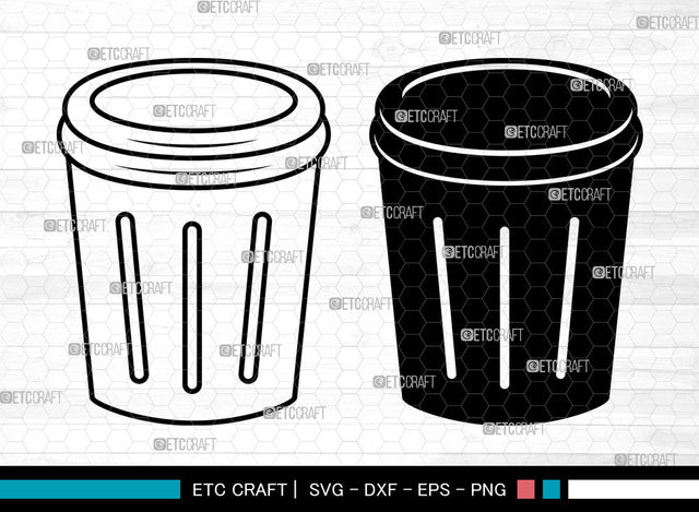 Trash Bin SVG, Trash Bin SVG, Garbage Bin Svg, Trash Svg, Garbage Svg, Rubbish Bin Svg, Trash Bin SVG ETC Craft 