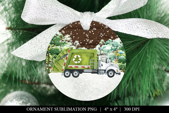 Trash Truck Christmas Ornament Sublimation PNG Sublimation BijouBay 