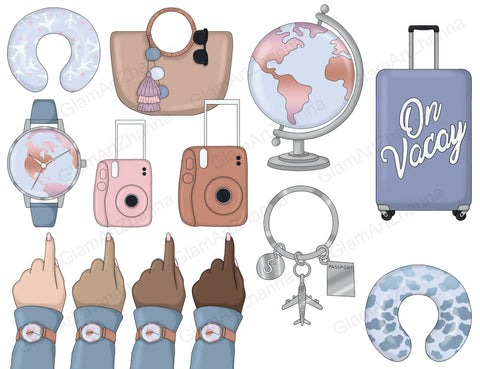 Travel Clipart Collection | Trip Illustration Set SVG GlamArtZhanna 