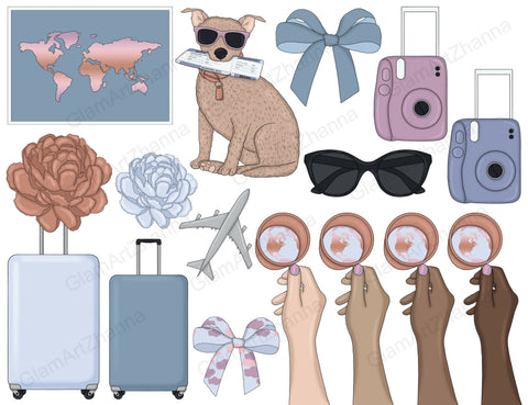 Travel Clipart Collection | Trip Illustration Set SVG GlamArtZhanna 