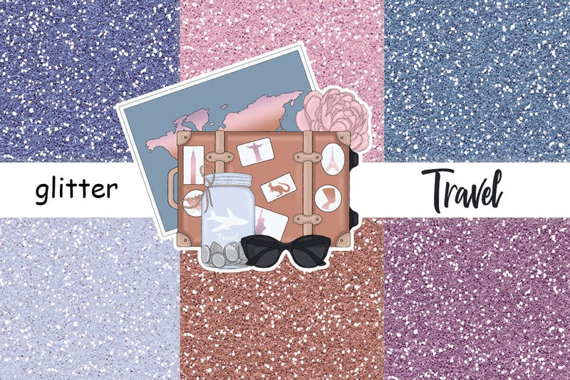 Travel Glitter Paper | Blue Glitter Background Digital Pattern GlamArtZhanna 