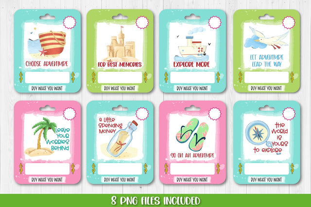 Travel Money Card PNG Designs | Printable Vacation Card Sublimation TatiStudio 
