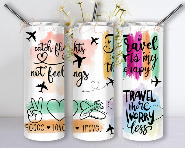 Travel Quotes Tumbler Wrap, 20oz Skinny Tumbler PNG File, Travel Tumbler Sublimation Design, Travel Sayings Tumbler PNG, Travel PNG Sublimation PixelChick 