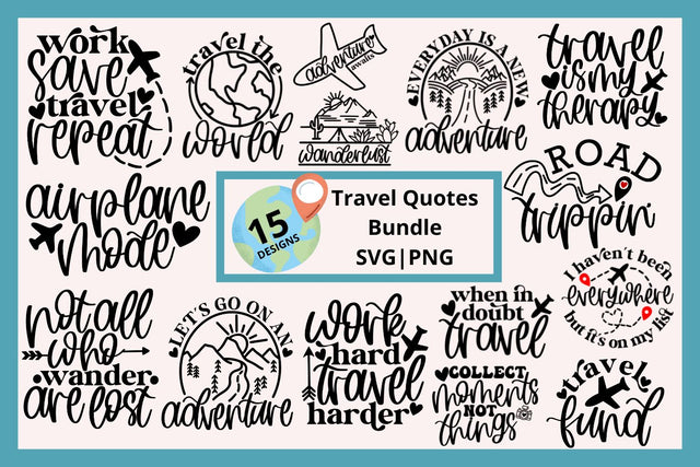 Travel svg bundle, travel quotes svg, adventure svg, camping svg, mountain svg, travel tote bag svg, travel shirt svg, vacation shirt svg SVG AnitaAlyiaLettering 