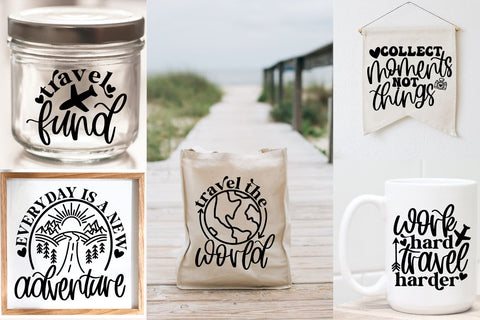 Travel svg bundle, travel quotes svg, adventure svg, camping svg, mountain svg, travel tote bag svg, travel shirt svg, vacation shirt svg SVG AnitaAlyiaLettering 