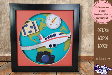 Travel Svg Shadow Box, 3D Layered World Traveler Cut File SVG Crafty Mama Studios 