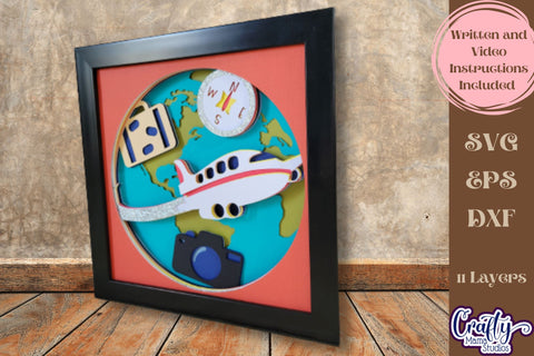 Travel Svg Shadow Box, 3D Layered World Traveler Cut File SVG Crafty Mama Studios 