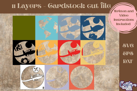 Travel Svg Shadow Box, 3D Layered World Traveler Cut File SVG Crafty Mama Studios 