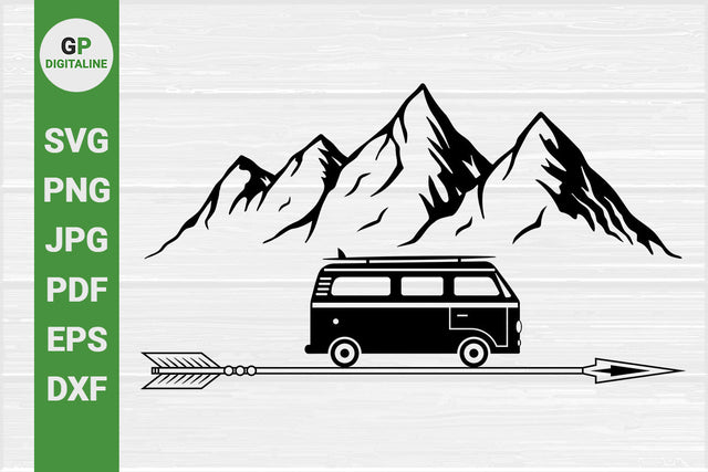 Traveling SVG, Van SVG, Mountain SVG, Arrow SVG, Outdoor SVG, Journey SVG, Nature SVG, Hills SVG SVG GPDigitaline 