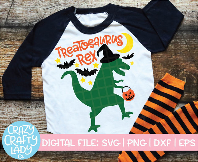 Treatosaurus Rex | Halloween SVG Cut File SVG Crazy Crafty Lady Co. 
