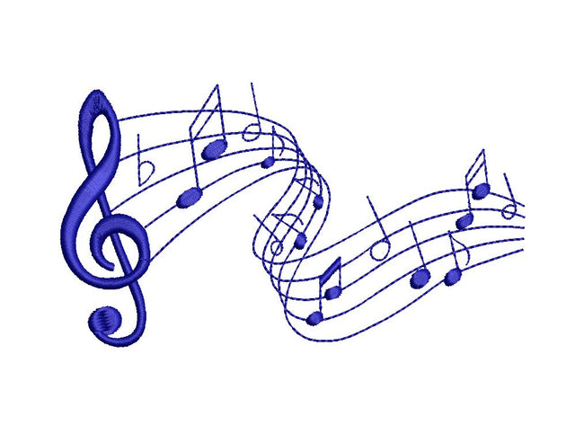 Treble Clef with Notes, Music Machine Embroidery Design Embroidery/Applique DESIGNS Canada Embroidery 