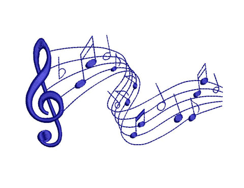 Treble Clef with Notes, Music Machine Embroidery Design Embroidery/Applique DESIGNS Canada Embroidery 