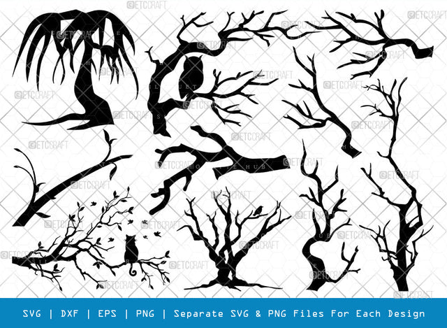 Tree Branch SVG Cut Files | Tree Branch Silhouette | Leaf Branch Svg | Forest Svg | Wood Svg | Twig Svg | Tree Branch Bundle SVG ETC Craft 