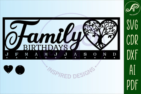 Tree Calendar set SVG laser cut file SVG APInspireddesigns 