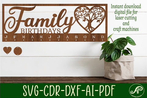 Tree Calendar set SVG laser cut file SVG APInspireddesigns 